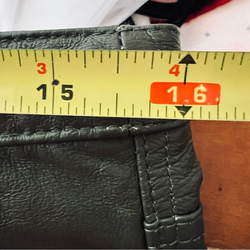Metrostyle Vintage Dark Green Leather Pants -Mid Rise Bootcut Size 10P - Picture 12 of 15